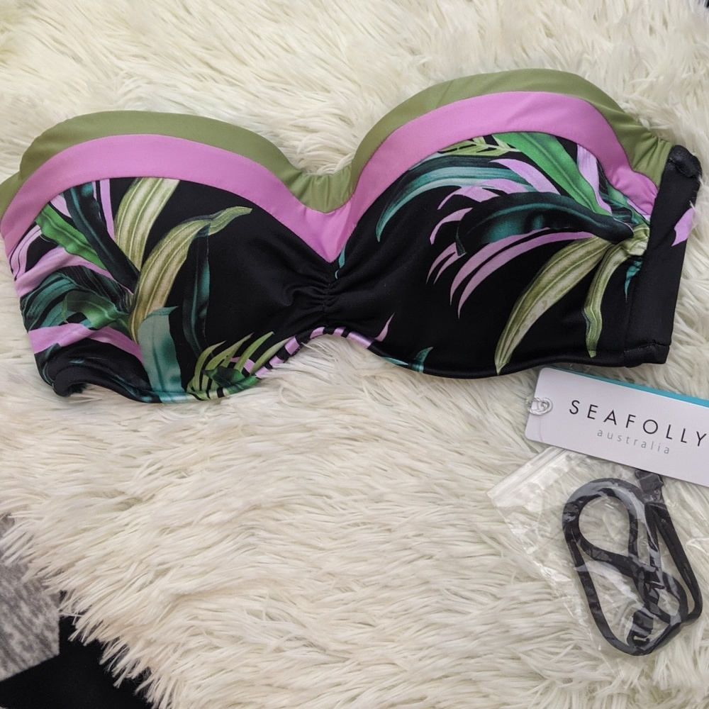 Seafolly Banded Bustier Bandeau Swim Top sz Med